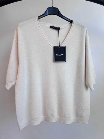 Yasmine fijngebreide top beige