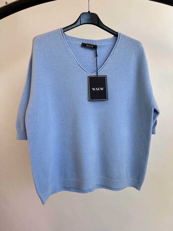 Yasmine fijngebreide top licht blauw