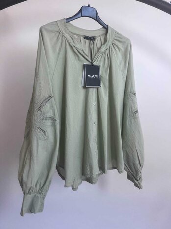 Kitty katoen blouse - army