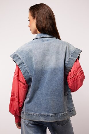 Fluresk Meghan gilet denim mid blue