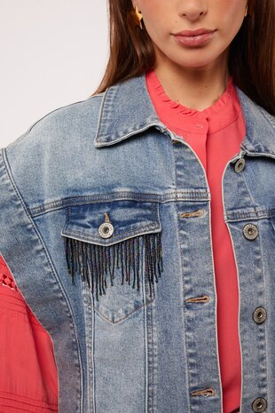 Fluresk Meghan gilet denim mid blue