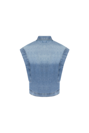Fluresk Meghan gilet denim mid blue