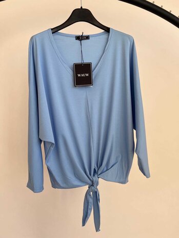 Knoop top blauw