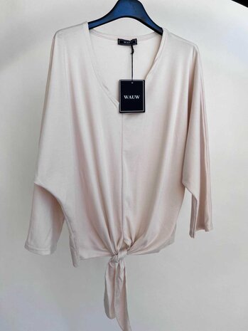Knoop top beige