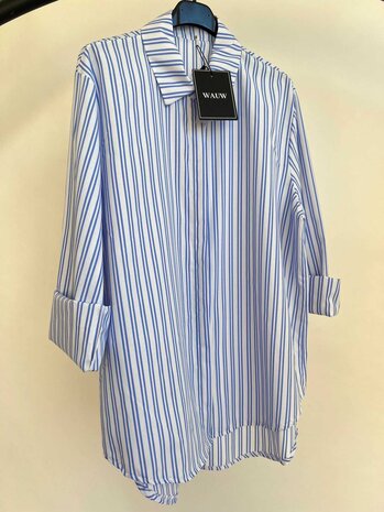 Sandra streep blouse - offwhite met blauwe strepen 0.1