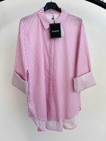 Sandra streep blouse - offwhite met roze strepen 0.6