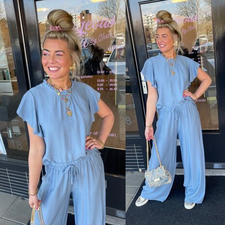 Tessa tweedelige set denim