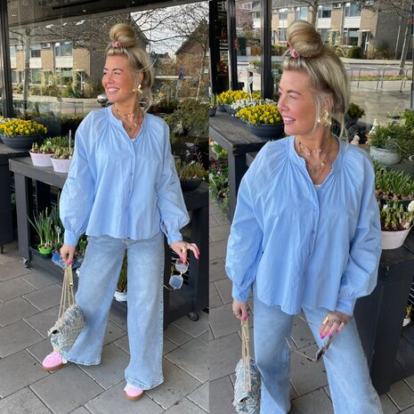 Kitty katoen blouse - blauw