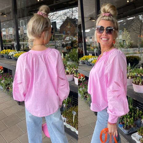 Kitty katoen blouse - roze