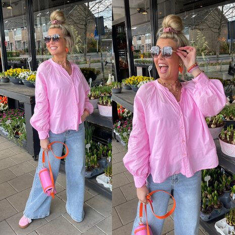 Kitty katoen blouse - roze