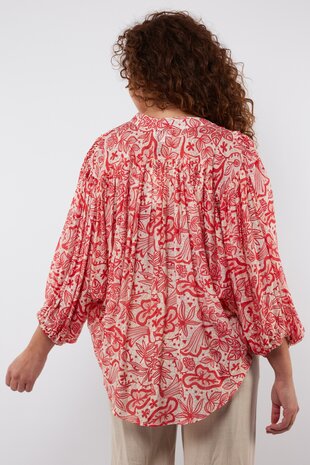 C&S Biella blouse sand/sweet red