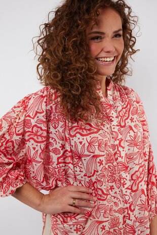 C&S Biella blouse sand/sweet red