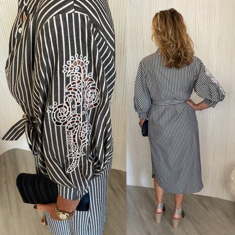 C&S Nantes dress black/offwhite