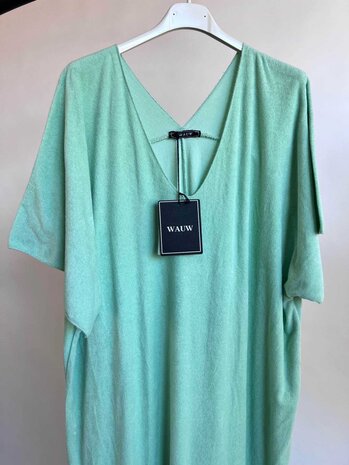Bella badstof jurk licht groen