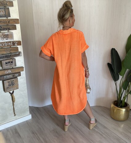 Kiana kraag jurk oranje