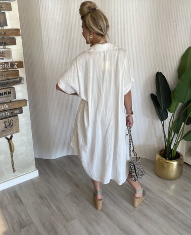 Jessica kraag jurk offwhite