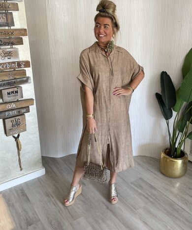 Ella jurk taupe
