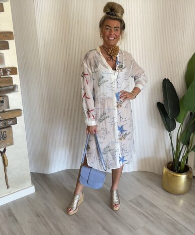 Geborduurde Summer jurk offwhite