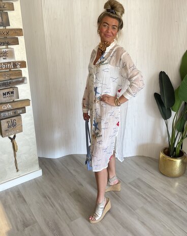 Geborduurde Summer jurk offwhite