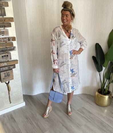 Geborduurde Summer jurk offwhite
