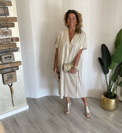 Glans Esmee jurk beige