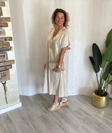 Glans Esmee jurk beige