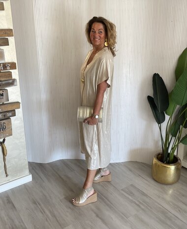 Glans Esmee jurk beige