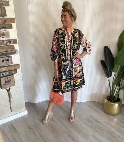 Lieke print jurk zwart