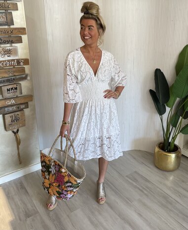 Linda Lace jurk offwhite
