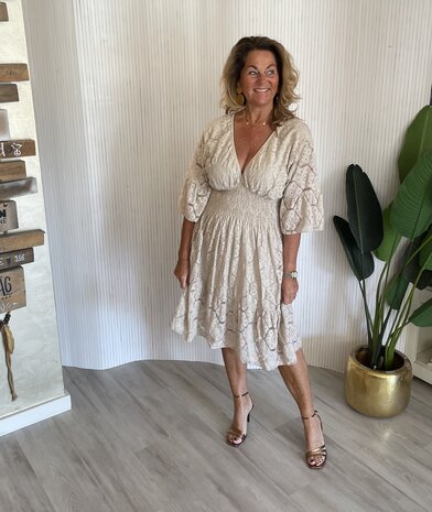 Linda Lace jurk beige
