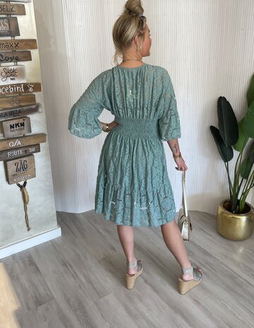 Linda Lace jurk zeegroen