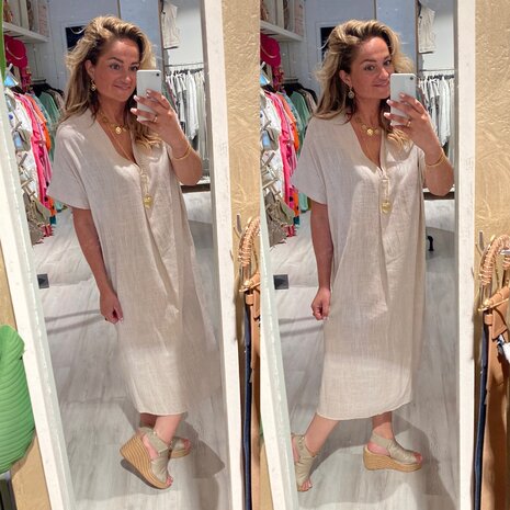 Esmee jurk beige (zonder glans)