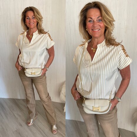 C&S Granville top offwhite/tiger eye