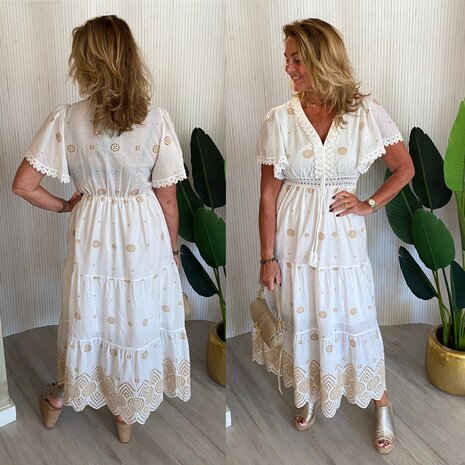 Andrea Boho jurk offwhite