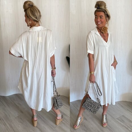 Jessica kraag jurk offwhite