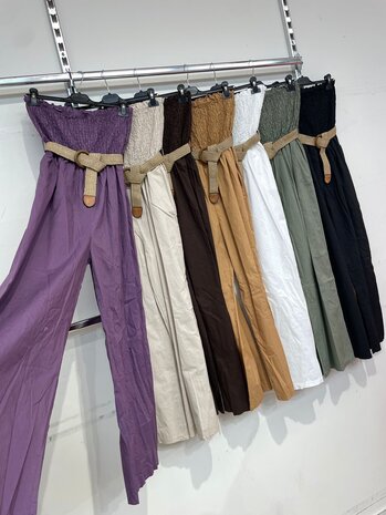 Offshoulder jumpsuit camel