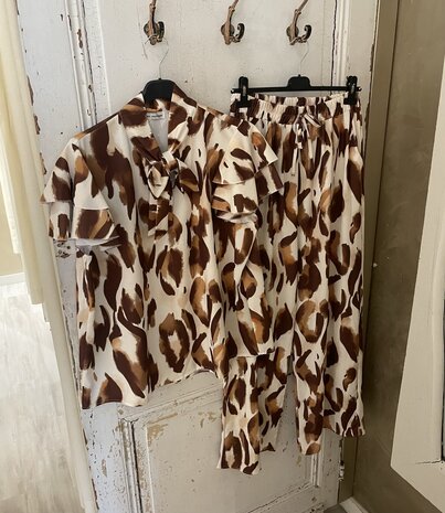 Leopard tweedelige set bruin