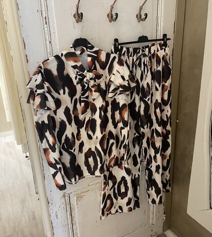 Leopard tweedelige set zwart