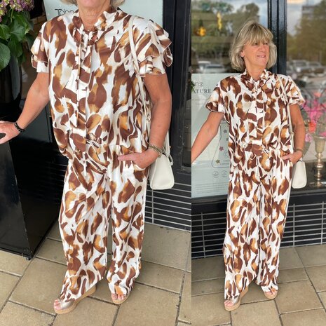 Leopard tweedelige set bruin