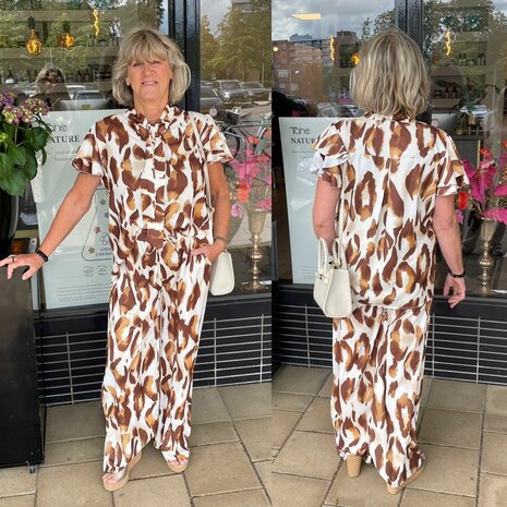 Leopard tweedelige set bruin