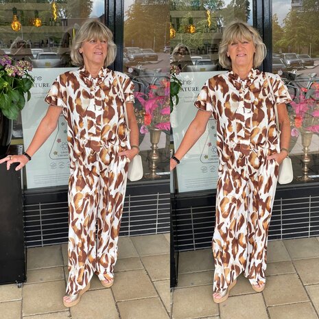 Leopard tweedelige set bruin