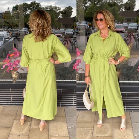 Pistache doorknoop dress