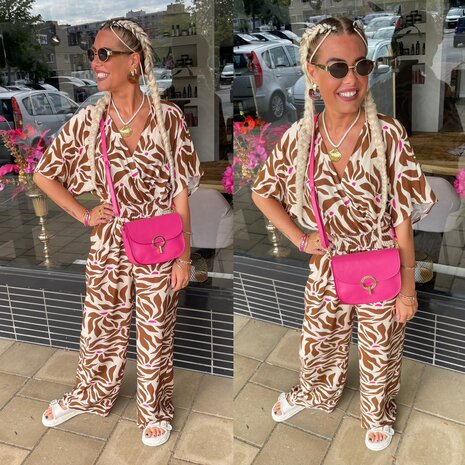 Jose jumpsuit bruin motief