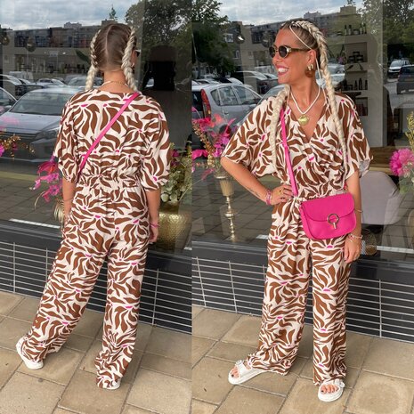 Jose jumpsuit bruin motief