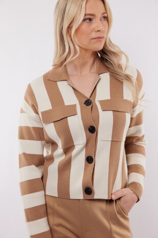 C&S Cecillia knit cardigan wool white/ light camel