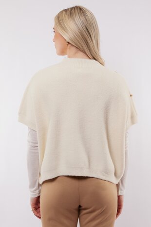 C&S Violette knit gilet wool white/ light camel