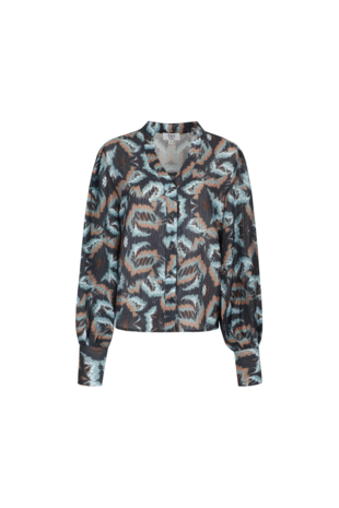 C&S Babette blouse dark grey/ light camel