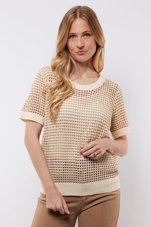 C&S Annabelle knit top Wool White/Light Gold