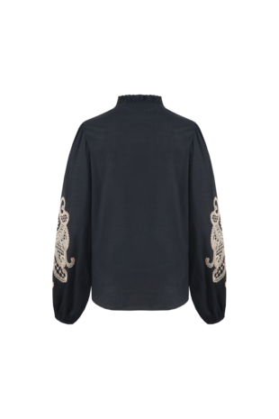 C&S Lisanne blouse Black/Light Camel