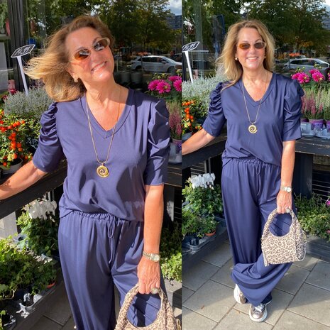Christina tweedelige travelstof set blauw